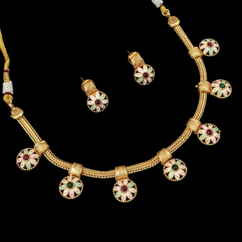 Padmawati Bangles Gold Plated Pota Stone And Meenakari Necklace Set