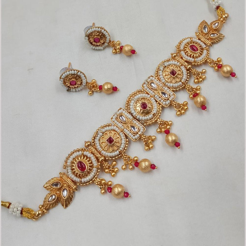 Padmawati Bangles Gold Plated Kundan Stone And Pearls Choker Necklace Set