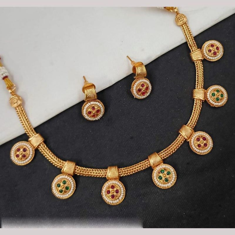 Padmawati Bangles Gold Plated Pota Stone And Pearls Choker Necklace Set