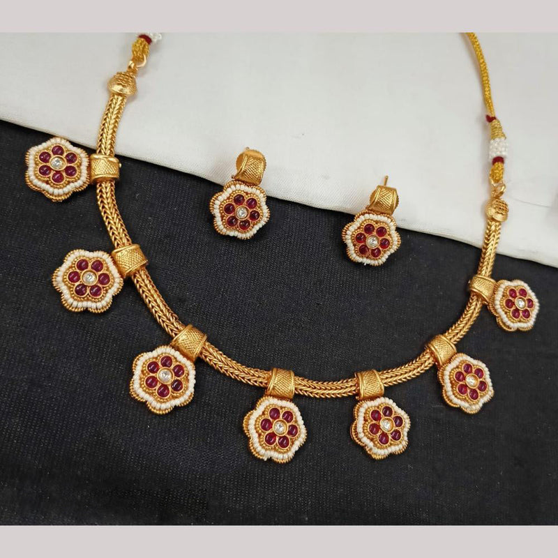 Padmawati Bangles Gold Plated Pota Stone And Pearls Choker Necklace Set