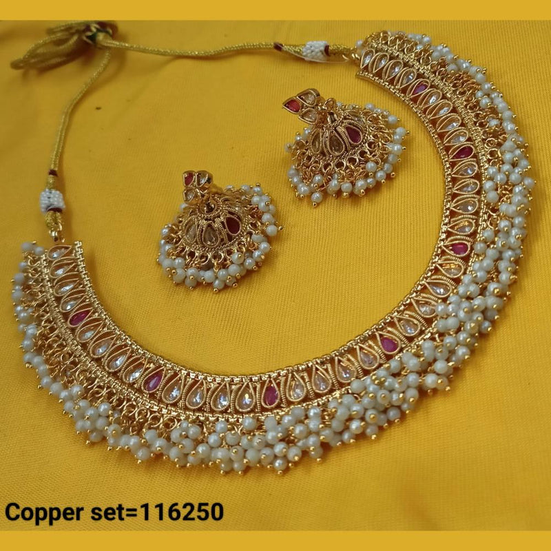 Padmawati Bangles Gold Plated Crystal Stone And Pearls Necklace Set