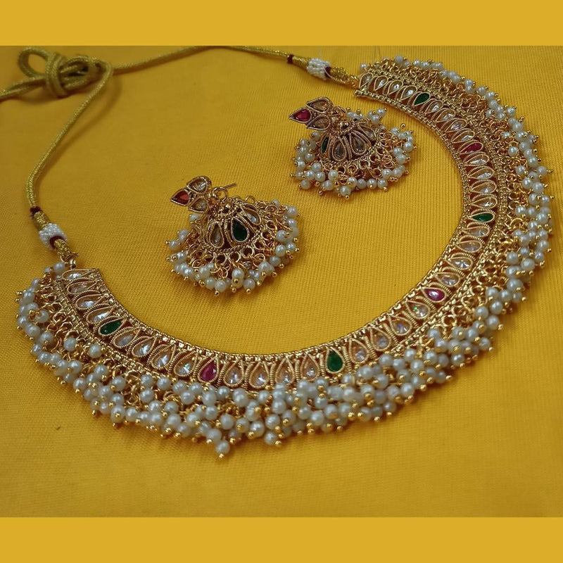 Padmawati Bangles Gold Plated Crystal Stone And Pearls Necklace Set