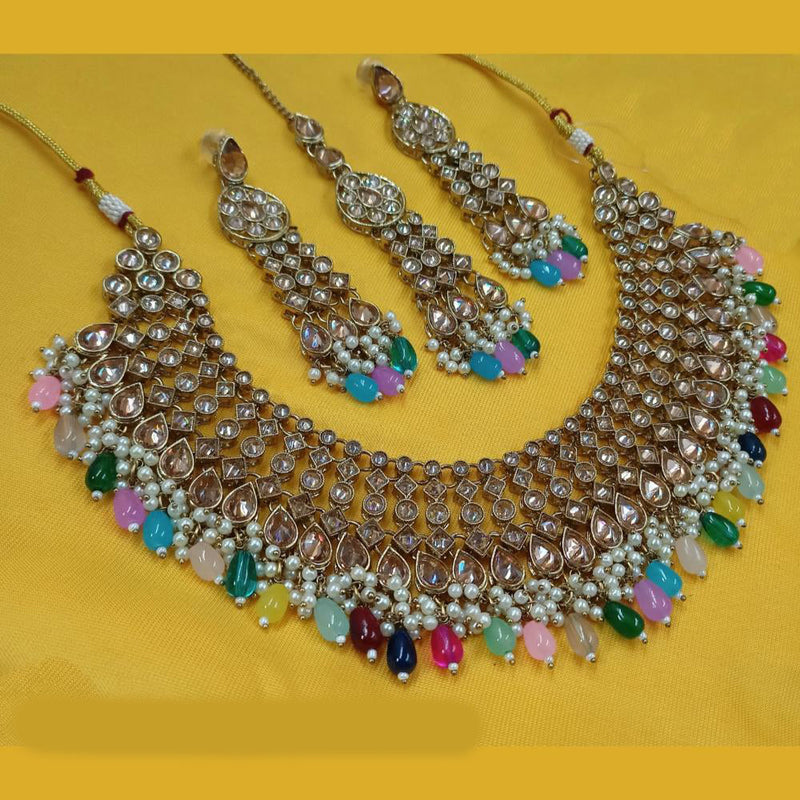 Padmawati Bangles Gold Plated Crystal Stone And Pearls Necklace Set