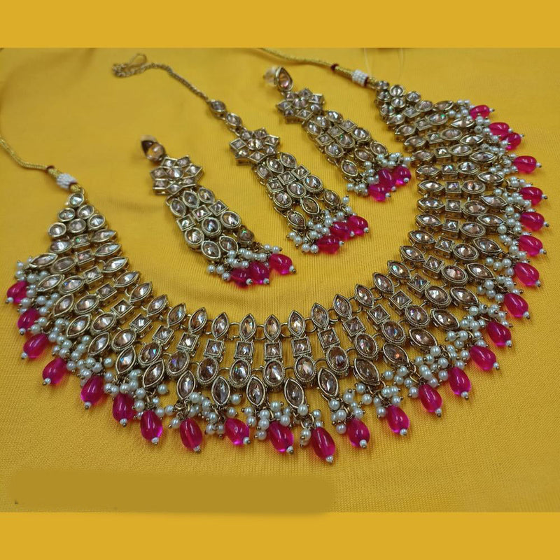 Padmawati Bangles Gold Plated Crystal Stone And Pearls Necklace Set