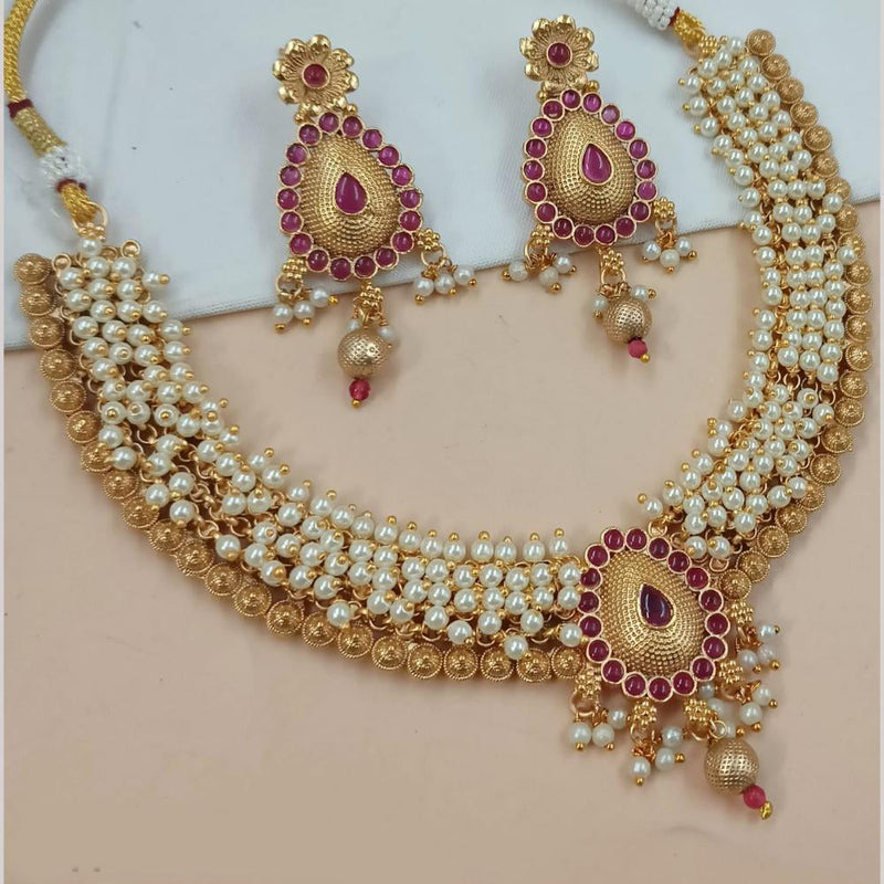 Padmawati Bangles Gold Plated Pota Stone And Pearls Necklace Set