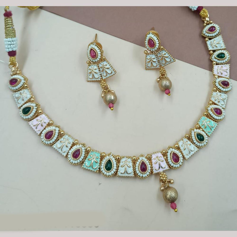 Padmawati Bangles Gold Plated Pota Stone And Pearls Meenakari Necklace Set