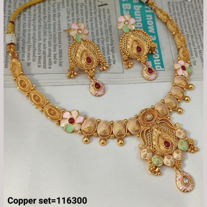 Padmawati Bangles Gold Plated Pota Stone And Pearls Meenakari Necklace Set