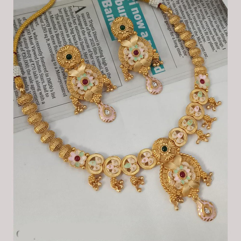 Padmawati Bangles Gold Plated Pota Stone And Pearls Meenakari Necklace Set