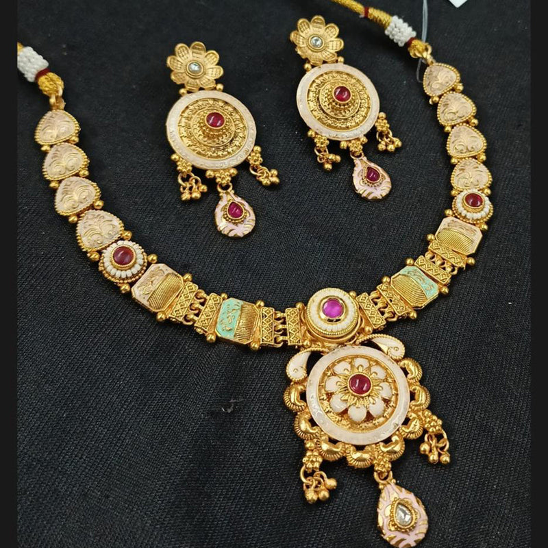 Padmawati Bangles Gold Plated Pota Stone And Pearls Meenakari Necklace Set