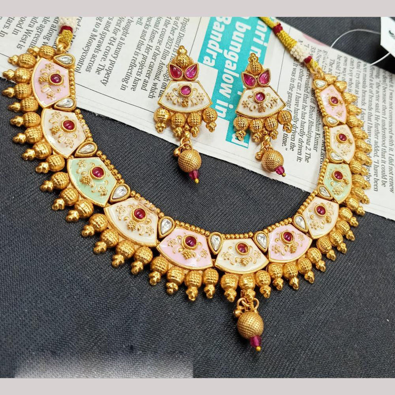 Padmawati Bangles Gold Plated Pota Stone And Pearls Meenakari Necklace Set