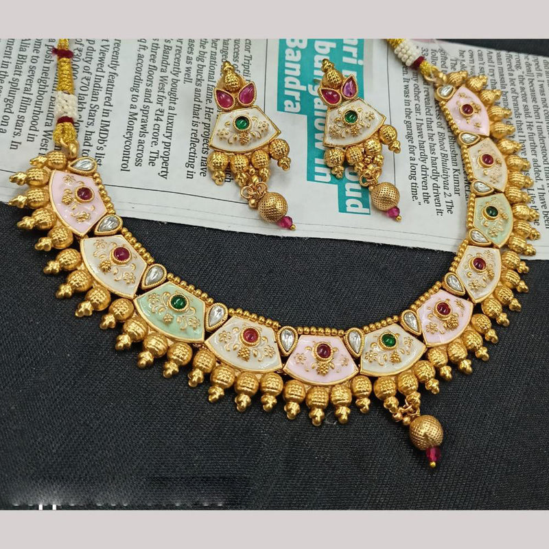 Padmawati Bangles Gold Plated Pota Stone And Pearls Meenakari Necklace Set