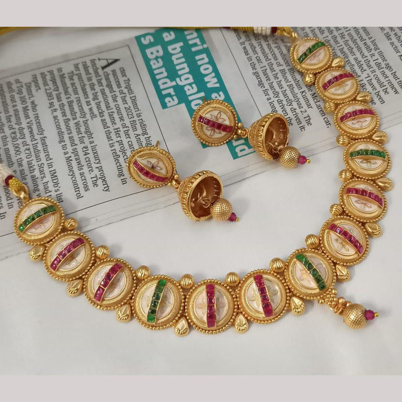 Padmawati Bangles Gold Plated Pota Stone And Pearls Meenakari Necklace Set