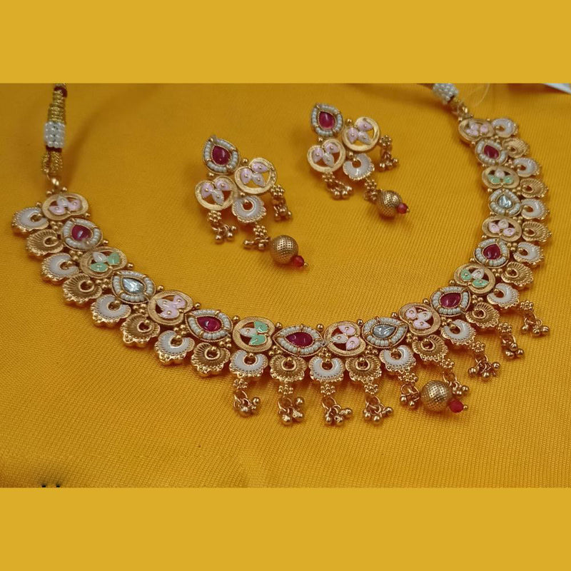 Padmawati Bangles Gold Plated Pota Stone And Pearls Meenakari Necklace Set