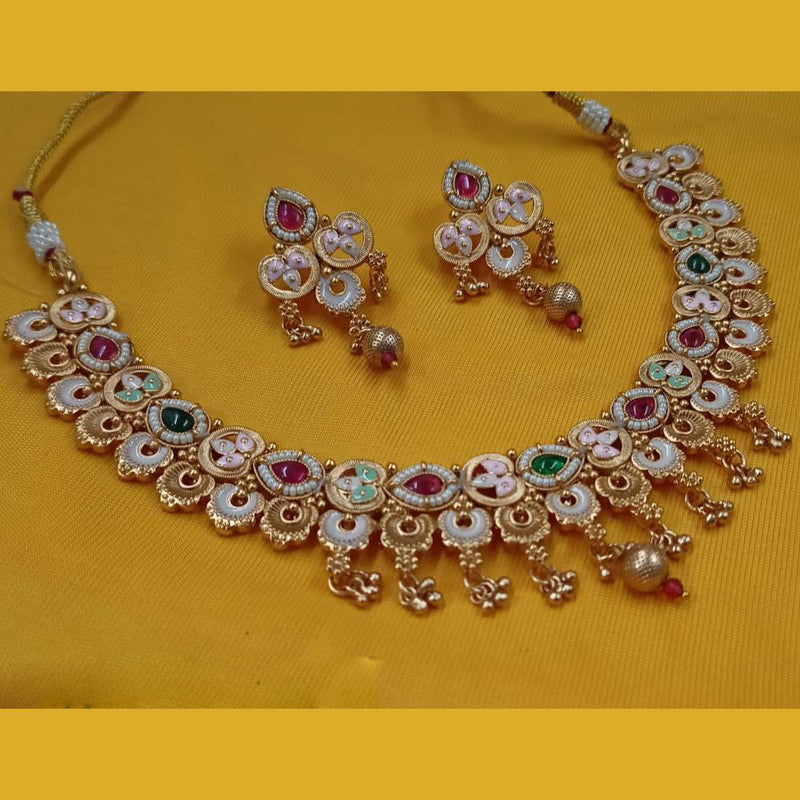 Padmawati Bangles Gold Plated Pota Stone And Pearls Meenakari Necklace Set