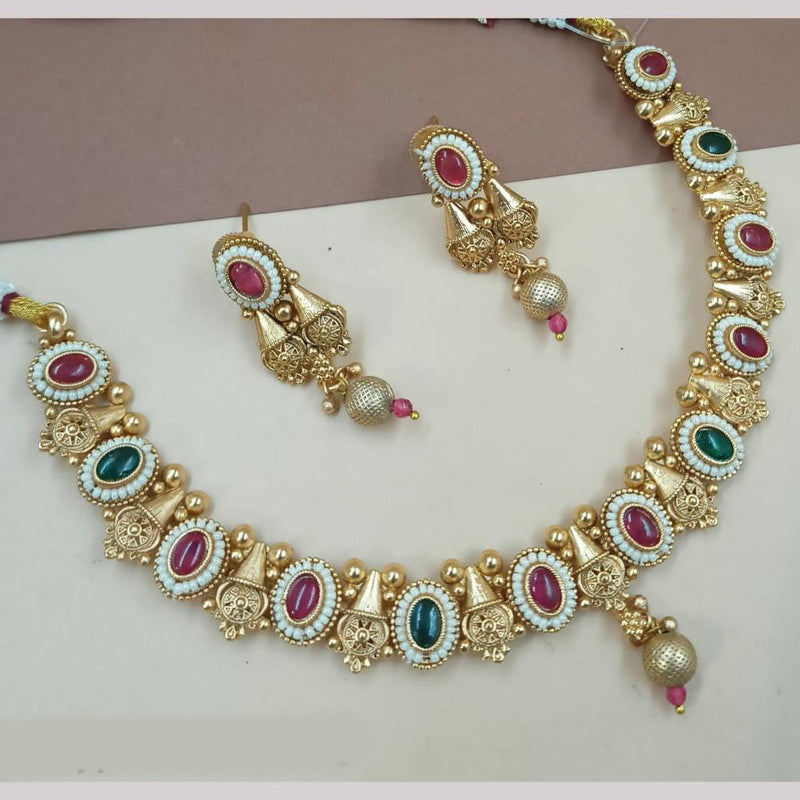 Padmawati Bangles Gold Plated Pota Stone And Pearls Necklace Set