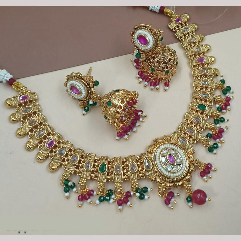 Padmawati Bangles Gold Plated Crystal Stone And Pearls Necklace Set