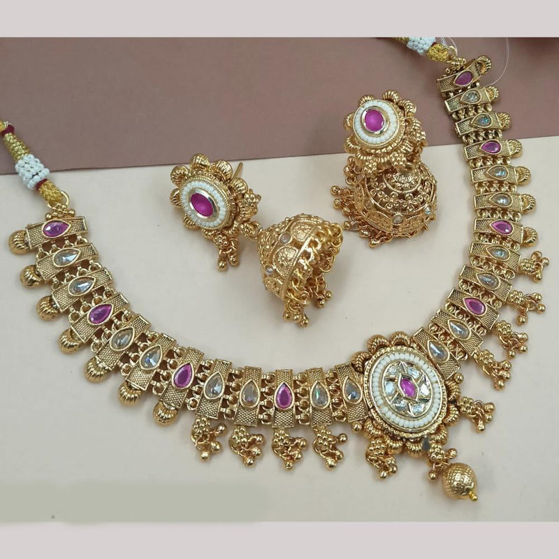 Padmawati Bangles Gold Plated Crystal Stone And Pearls Necklace Set