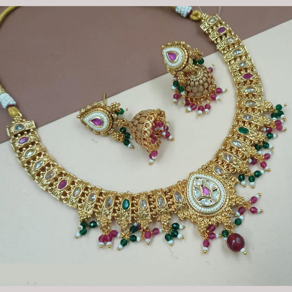 Padmawati Bangles Gold Plated Crystal Stone And Pearls Necklace Set