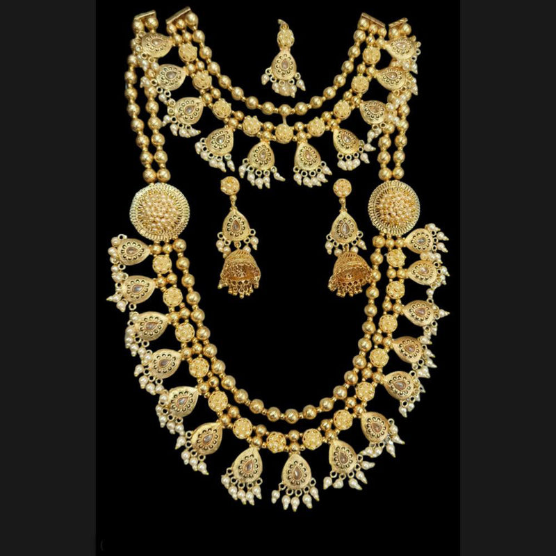 Padmawati Bangles Gold Plated Crystal Stone Pearls Combo Set