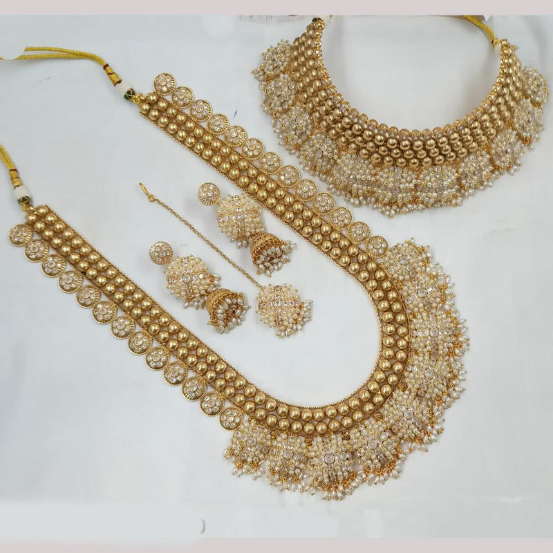 Padmawati Bangles Gold Plated Pota Stone Pearls Combo Set