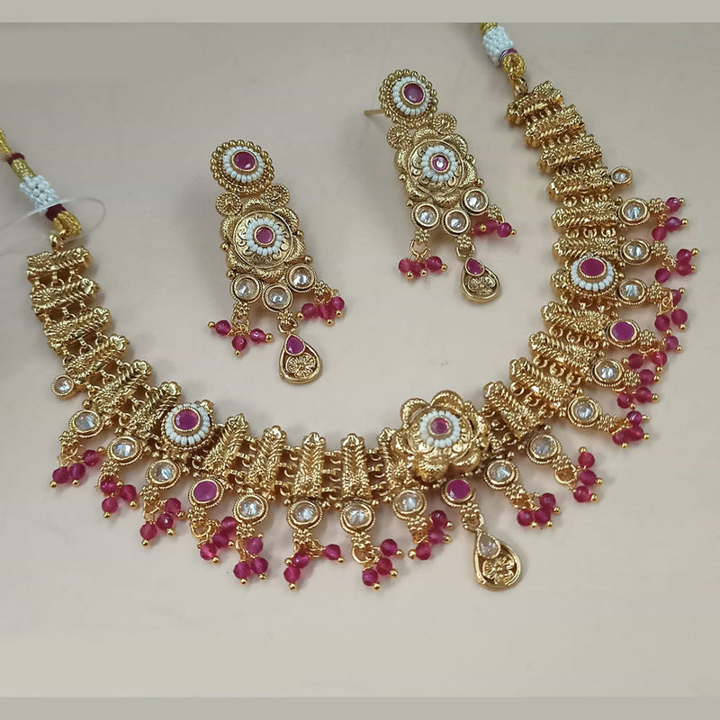 Padmawati Bangles Gold Plated Crystal Stone And Pearls Necklace Set