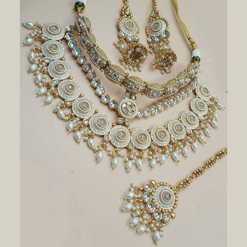 Padmawati Bangles Gold Plated Polki Kundan Stone And Pearls Meenakari Necklace Set