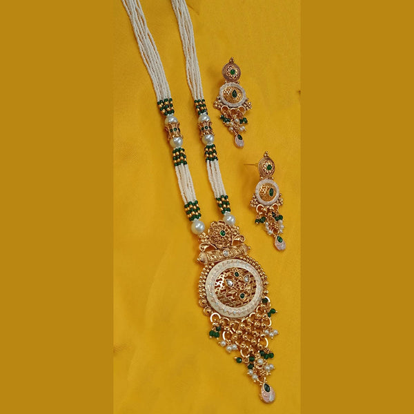 Padmawati Bangles Gold Plated Polki Kundan Stone And Pearls Meenakari Long Necklace Set