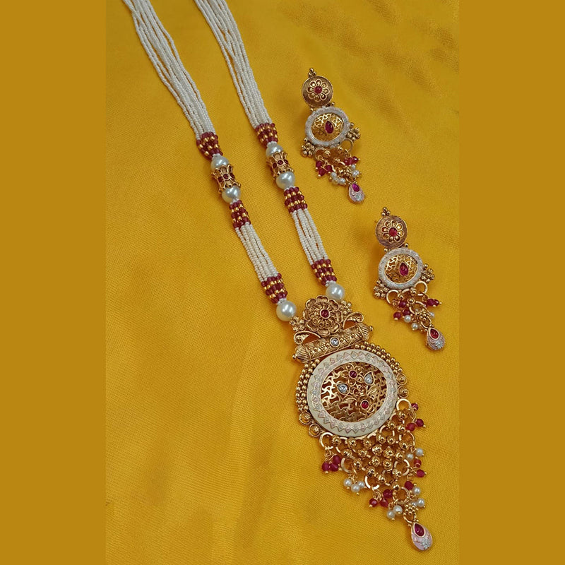 Padmawati Bangles Gold Plated Polki Kundan Stone And Pearls Meenakari Long Necklace Set