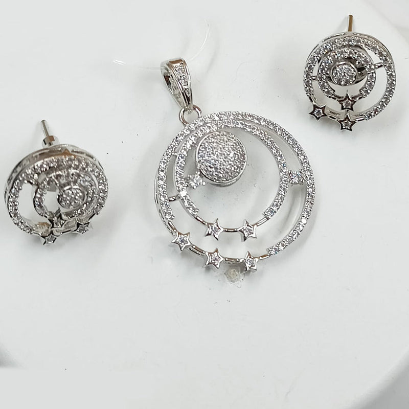 Padmawati Bangles Silver Plated Austrian Stone Pendant Set