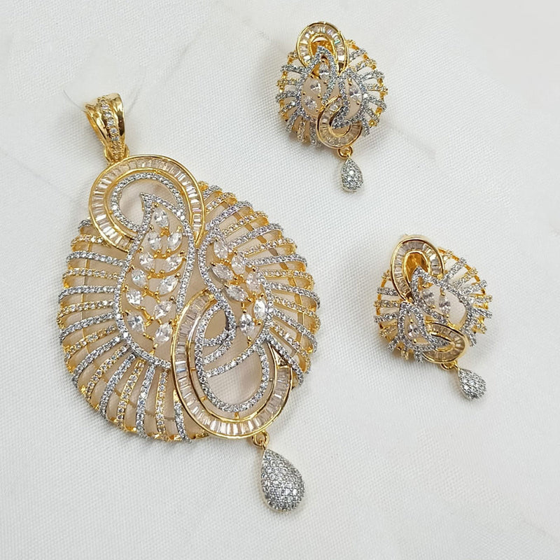 Padmawati Bangles Gold Plated AD Stone Pendant Set