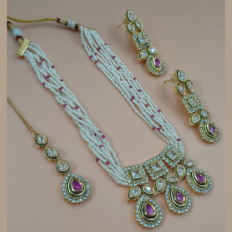 Padmawati Bangles Gold Plated Crystal Stone And Pearls Necklace Set