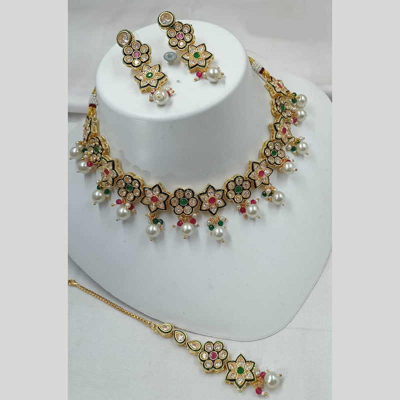 Padmawati Bangles Gold Plated Crystal Stone And Pearls Necklace Set