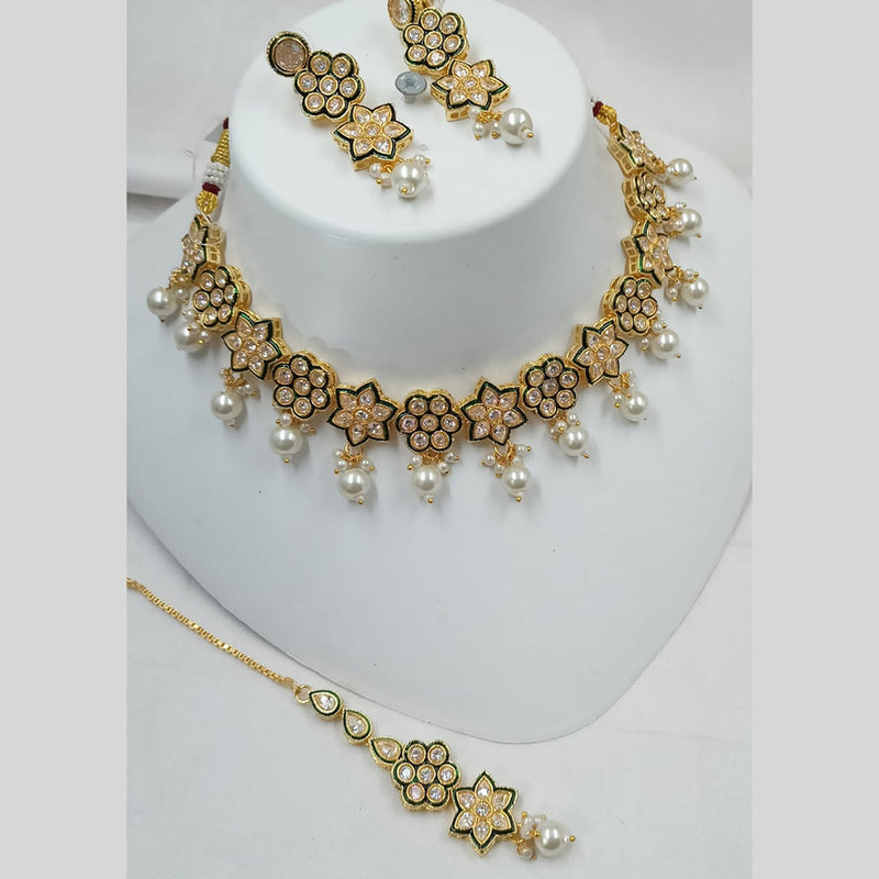 Padmawati Bangles Gold Plated Crystal Stone And Pearls Necklace Set