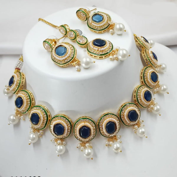 Padmawati Bangles Gold Plated Pota Stone And Pearls Meenakari Choker Necklace Set