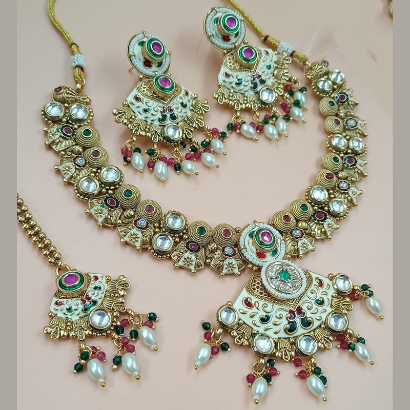 Padmawati Bangles Gold Plated Pota Stone And Pearls Meenakari Necklace Set