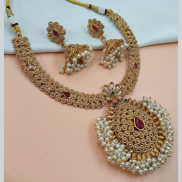 Padmawati Bangles Gold Plated Pota Stone And Pearls Necklace Set