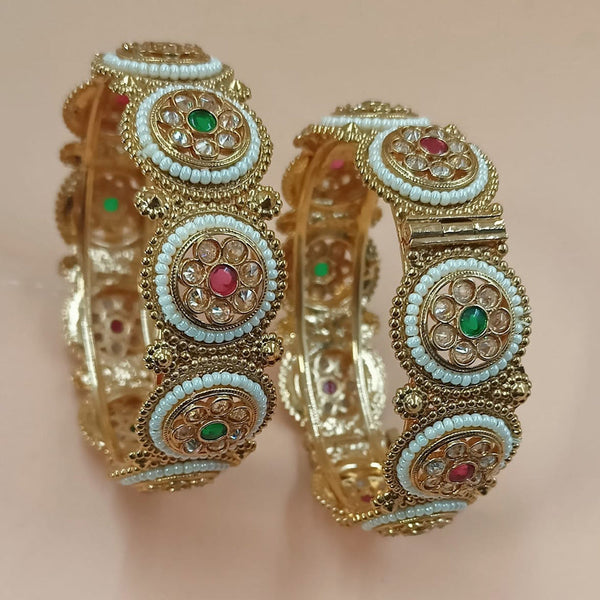 Padmawati Bangles Gold Plated Pota Stone Openable Bangles Set