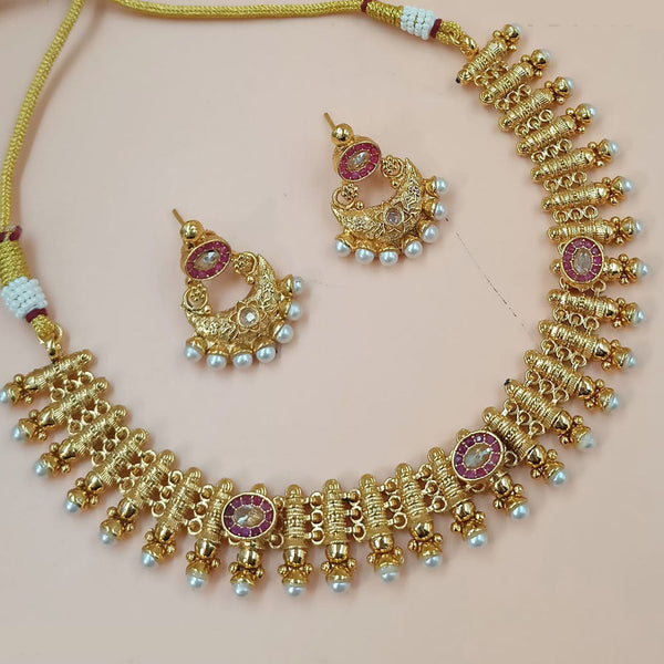 Padmawati Bangles Gold Plated Crystal Stone And Pearls Necklace Set