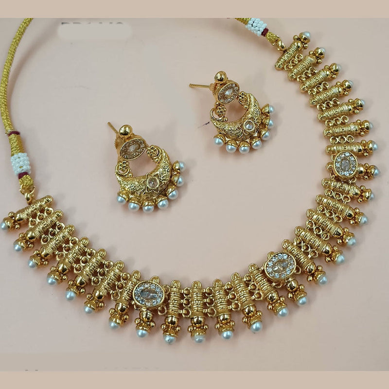 Padmawati Bangles Gold Plated Crystal Stone And Pearls Necklace Set