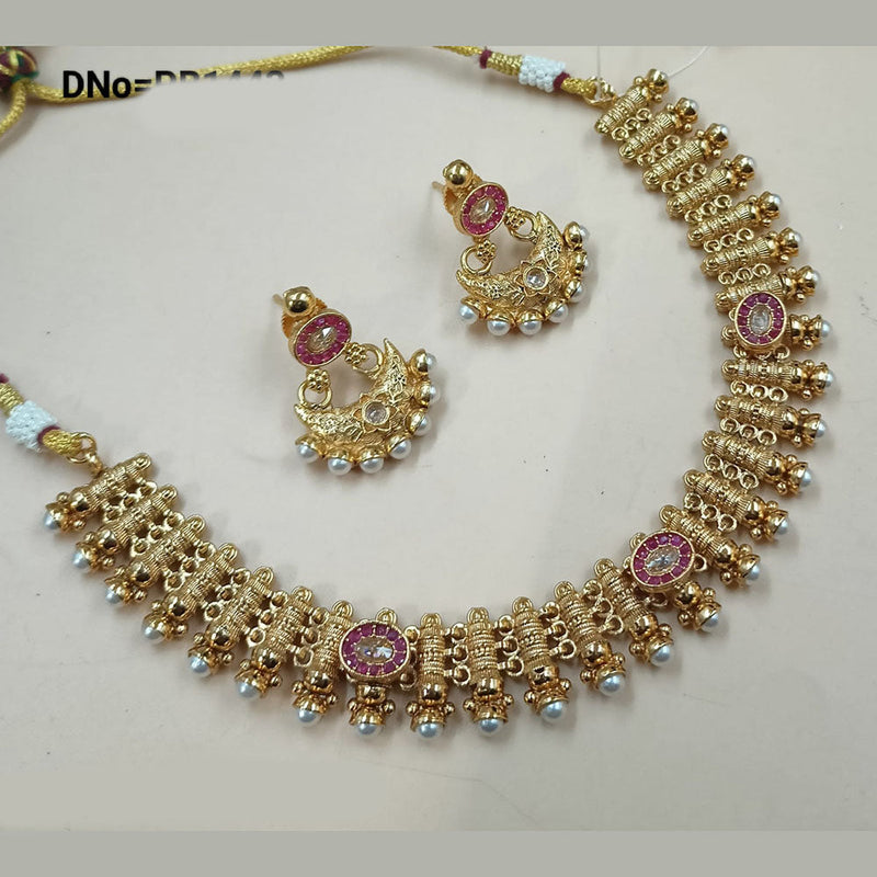 Padmawati Bangles Gold Plated Crystal Stone And Pearls Necklace Set