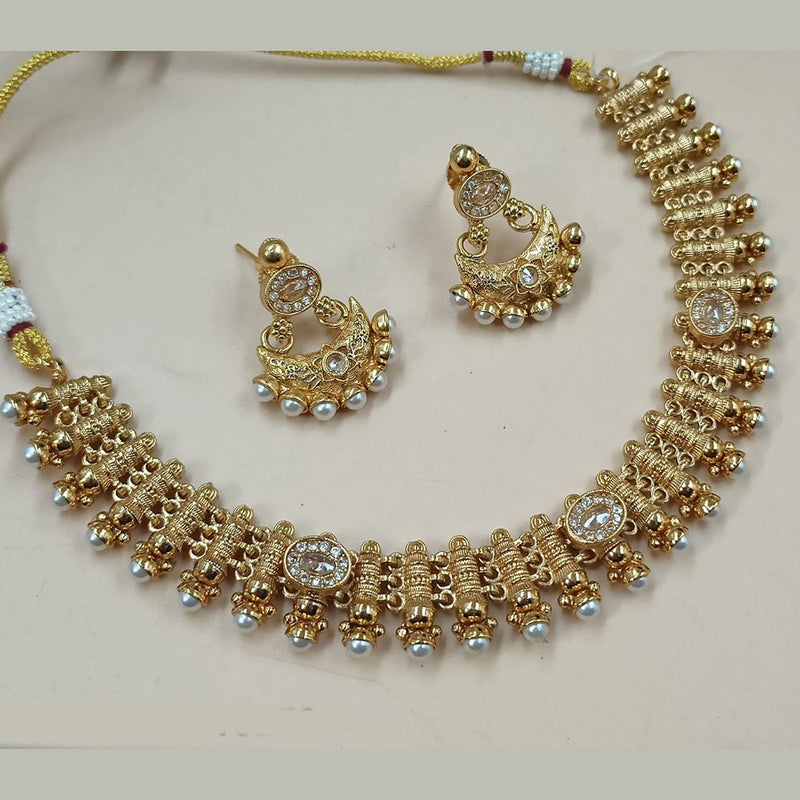 Padmawati Bangles Gold Plated Crystal Stone And Pearls Necklace Set