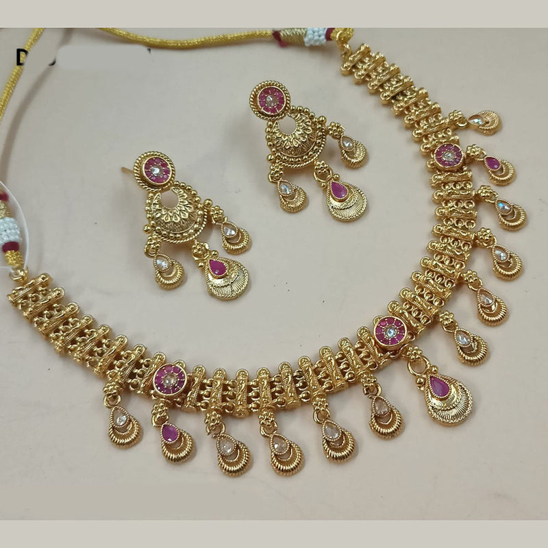 Padmawati Bangles Gold Plated Crystal Stone Necklace Set