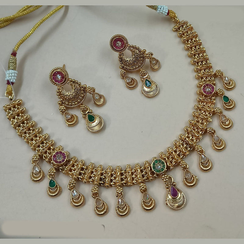 Padmawati Bangles Gold Plated Crystal Stone Necklace Set