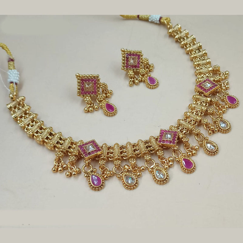 Padmawati Bangles Gold Plated Crystal Stone Necklace Set