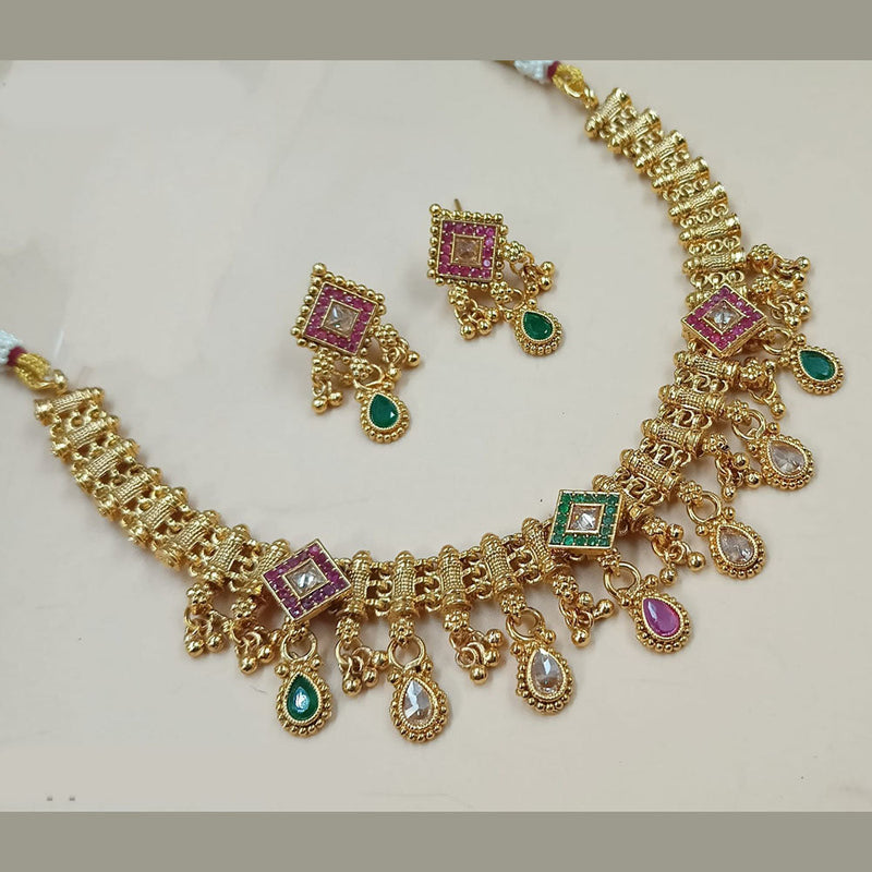 Padmawati Bangles Gold Plated Crystal Stone Necklace Set