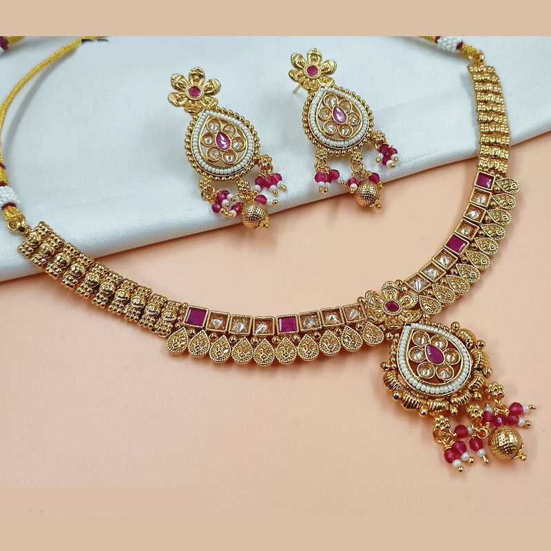 Padmawati Bangles Gold Plated Crystal Stone And Pearls Necklace Set