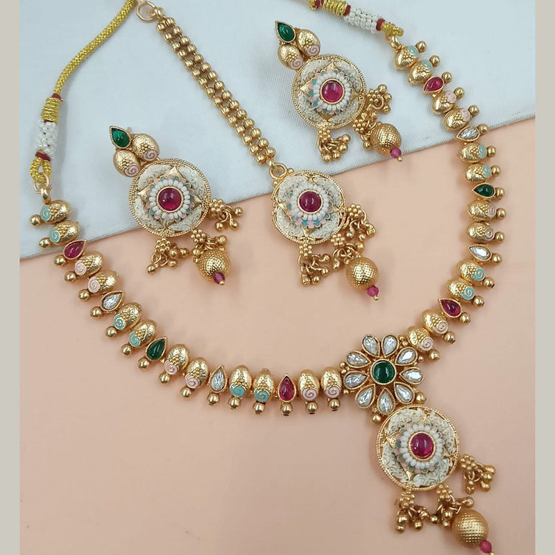 Padmawati Bangles Gold Plated Pota Stone And Pearls Meenakari Necklace Set