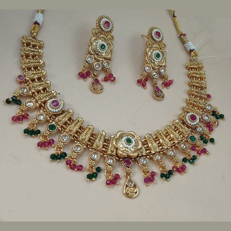 Padmawati Bangles Gold Plated Pota Stone And Pearls Necklace Set