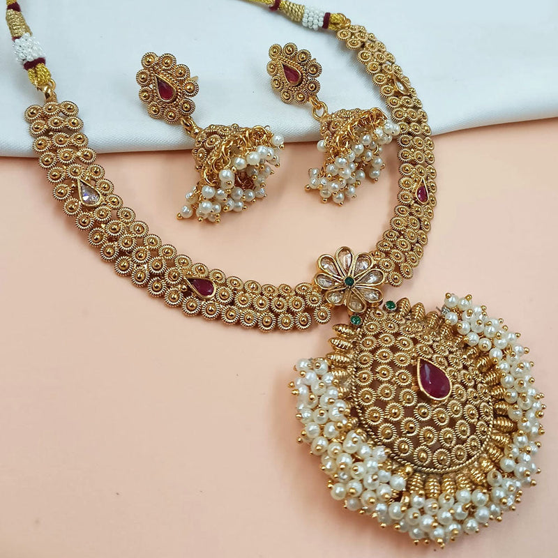 Padmawati Bangles Gold Plated Crystal Stone And Pearls Necklace Set