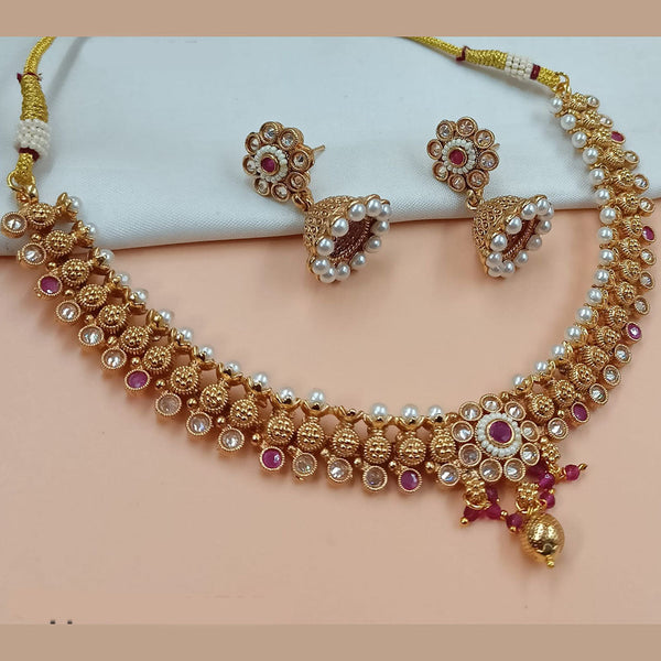 Padmawati Bangles Gold Plated Crystal Stone And Pearls Necklace Set